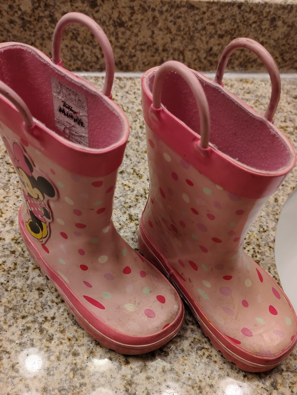 Disney Pink Polka Dot Minnie Mouse Kids Rain Boots
